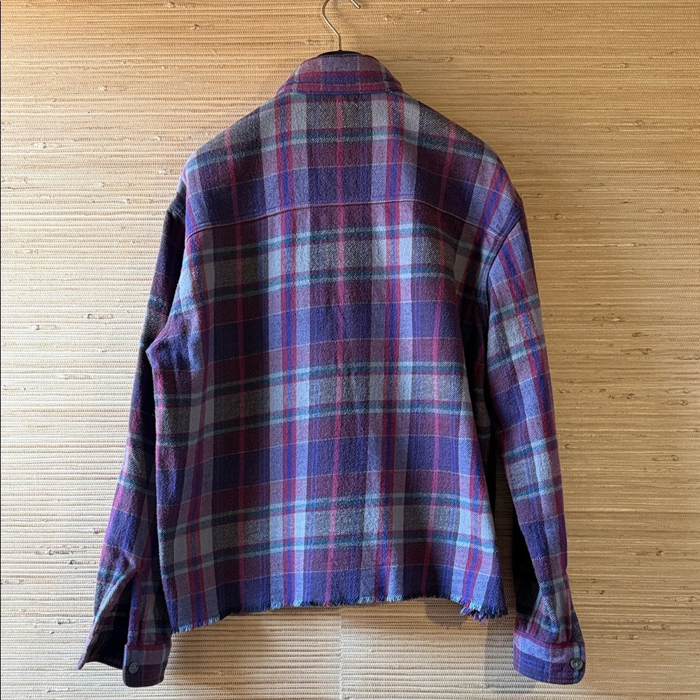 John Elliott Plaid Button-Down Shirt in Purple and Red - Picture 5 of 11